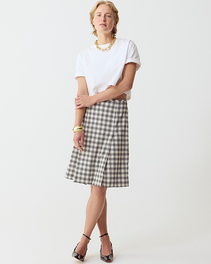 Pleated skirt in plaid Italian city wool blend | J. Crew US