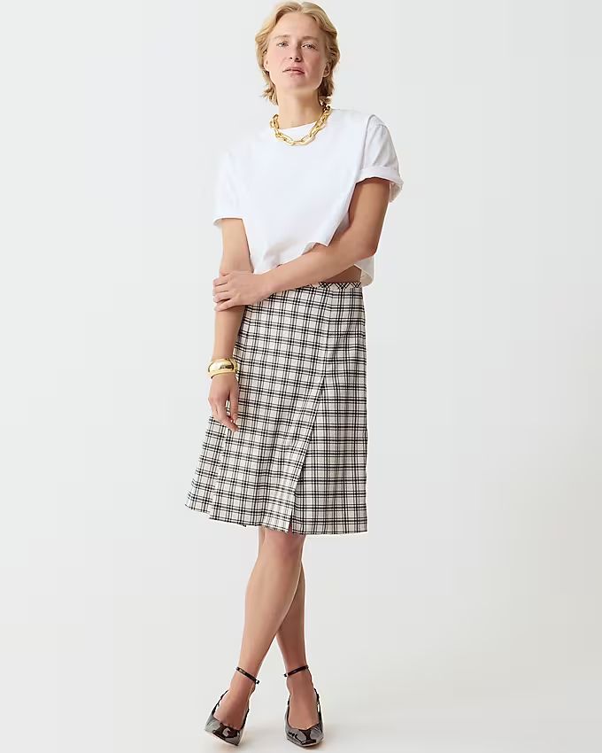 Pleated skirt in plaid Italian city wool blend | J.Crew US