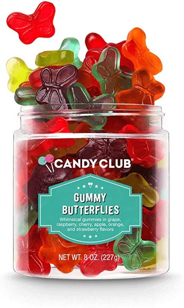 Candy Club Gourmet Gummy Butterflies, Gluten Free, Sweet and Fruity Gummies for Gifts, Parties, S... | Amazon (US)