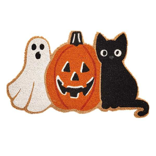 Ghost, Jack-o'-Lantern, & Cat Trio Coir Mat, 18x30 | At Home
