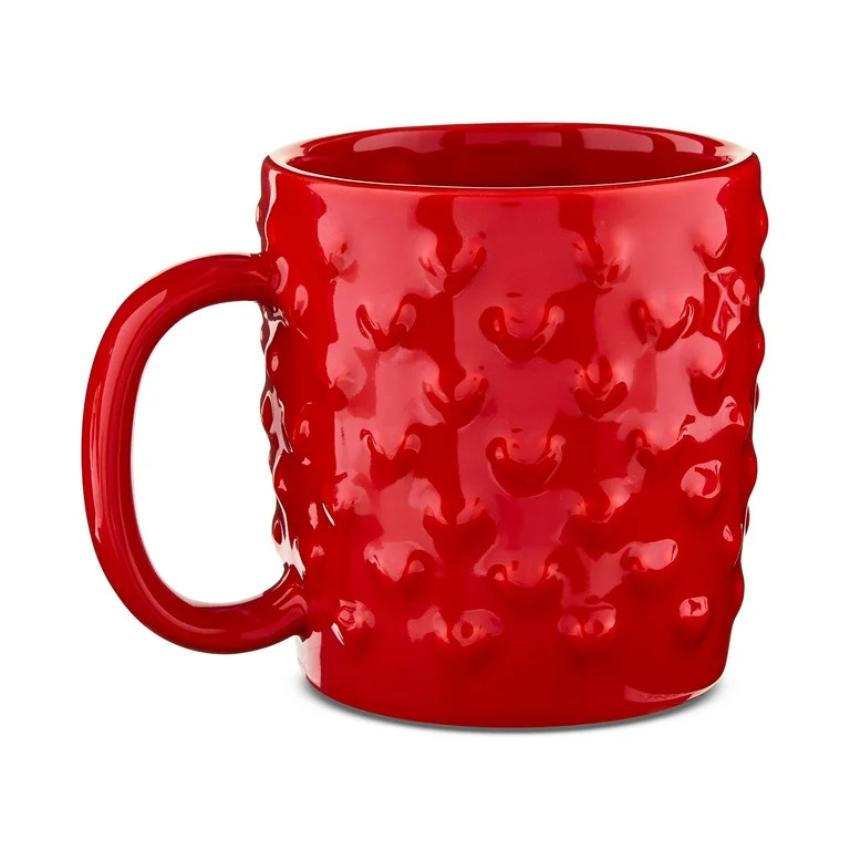 15 oz Embossed Hearts Stoneware Ceramic Mug, Red, Valentine's Day by Way To Celebrate | Walmart (US)