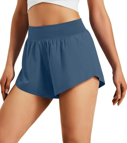 Women's 3" Athletic Runnning Shorts High Waisted Quick Dry Lightweight Dolphin Shorts for Workout Gym with Liner | Amazon (US)