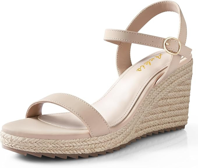 Ankis Platform Wedge Sandals for Women, Black Brown White Nude Espadrille Womens Wedge Sandals Co... | Amazon (US)