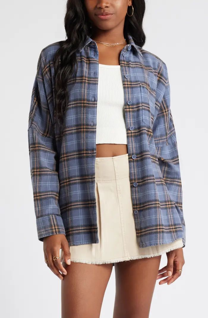 Oversize Plaid Flannel Button-Up Shirt | Nordstrom