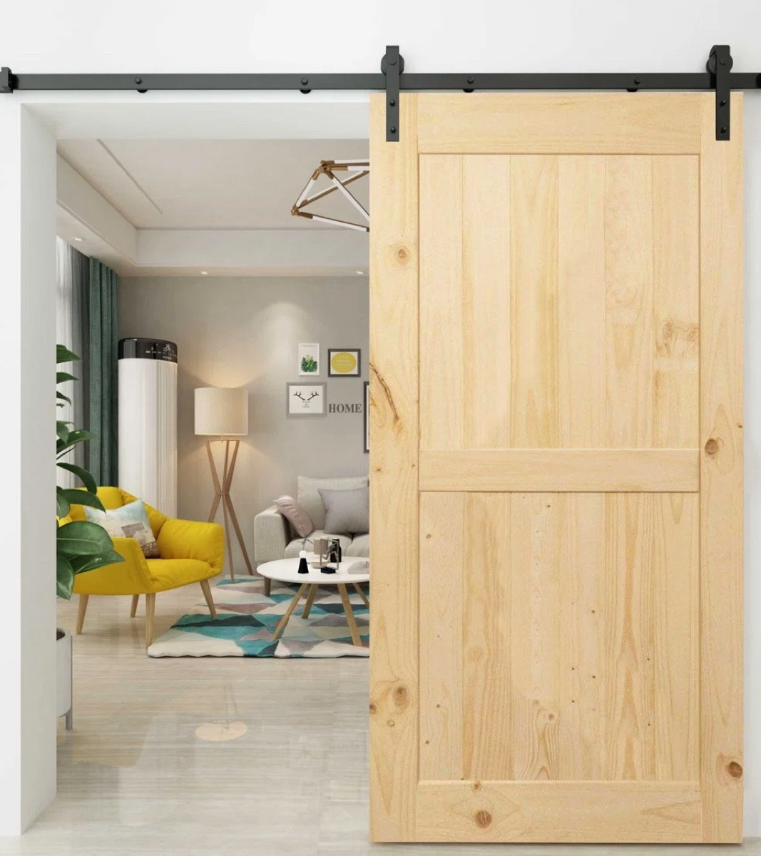 84'' Solid Wood Paneled Unfinished with Installation Hardware Kit Barn Door 

#LTKHome