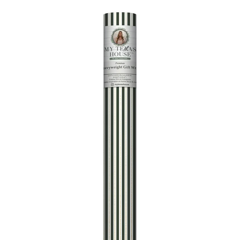 Black and White Stripe Premium Heavyweight Christmas Wrapping Paper, 25 sq ft, by My Texas House | Walmart (US)