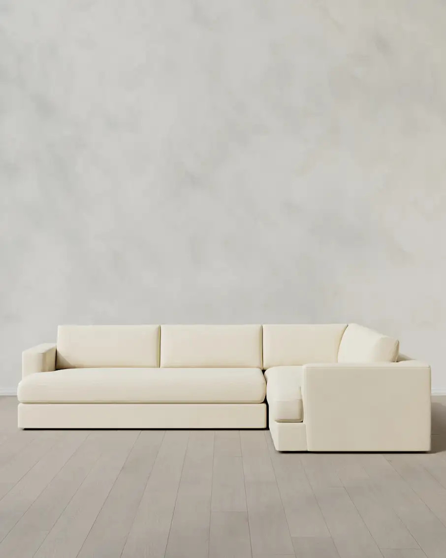 Oasis Performance Linen Blend L Sectional in Pearl | Quince