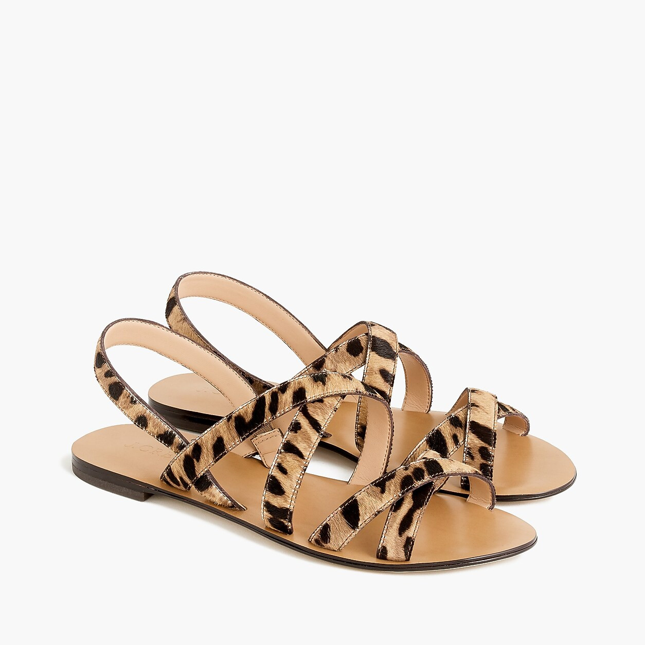 Cross-strap sandals in leopard calf hair | J. Crew US