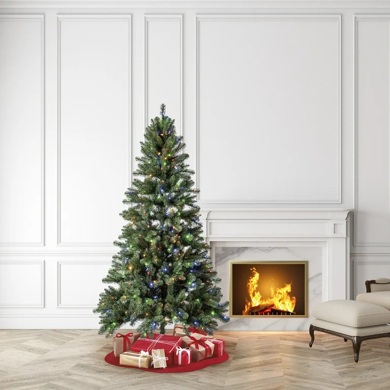 7’ Pre-Lit Duncan Fir Artificial Christmas Tree, Color-Changing LED Lights with Quick Set, by H... | Walmart (US)