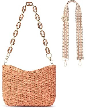Herald Small Handmade Straw Pocketbook Crossbody Bag for Women, Summer Chic Woven Handbag Shoulde... | Amazon (US)
