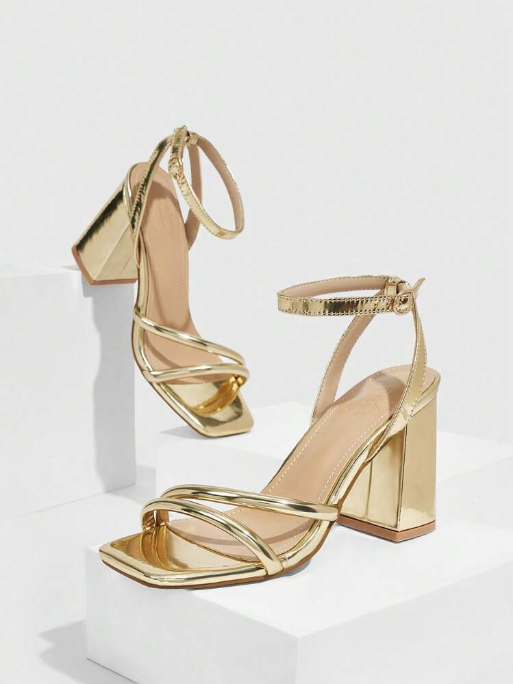 CUCCOO SZL Fashionable Light Gold High Heel Sandals For Women, Ideal For Dating Or Parties Party ... | SHEIN