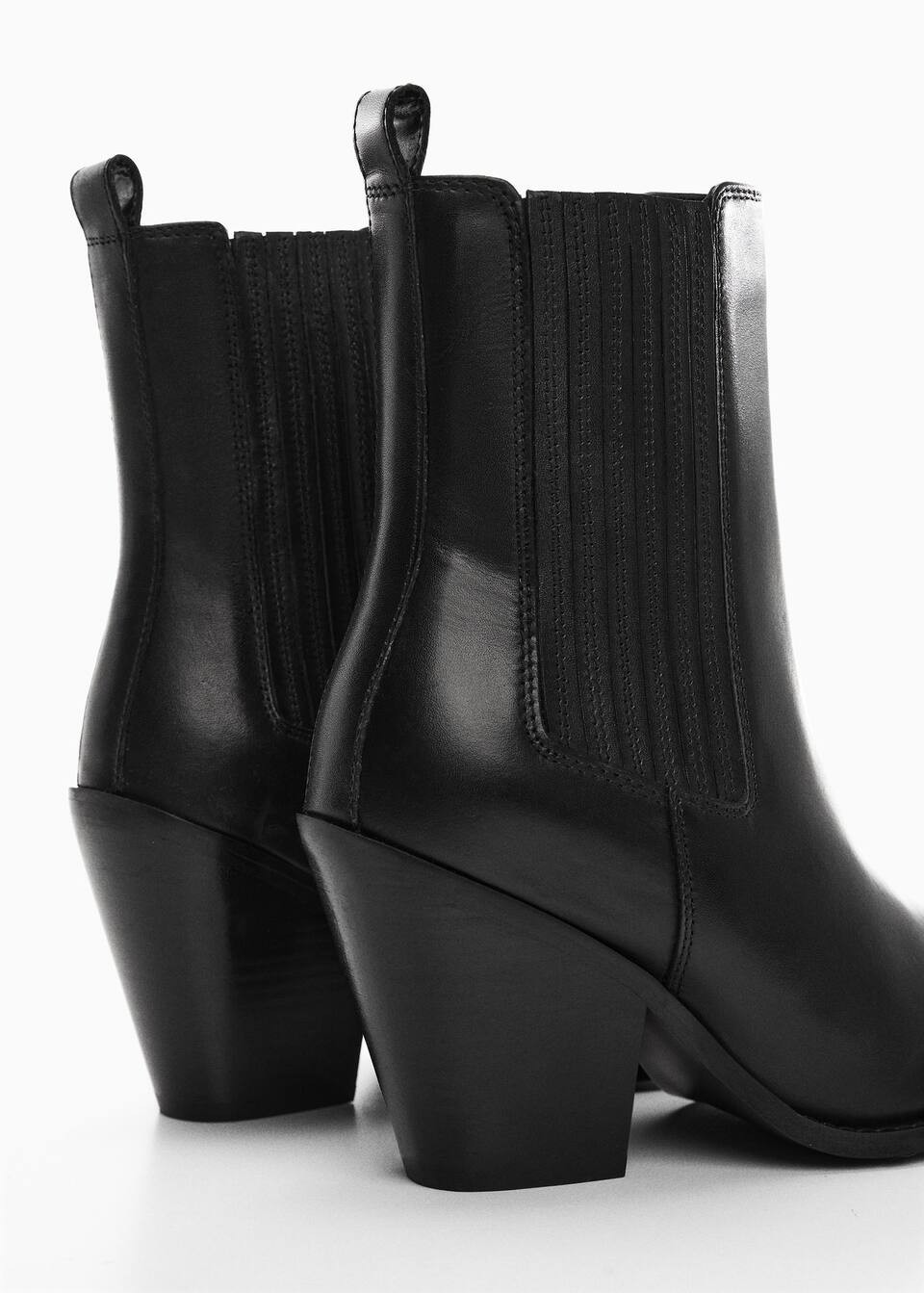 Cowboy-style leather ankle boots -  Women | Mango United Kingdom | MANGO (UK)