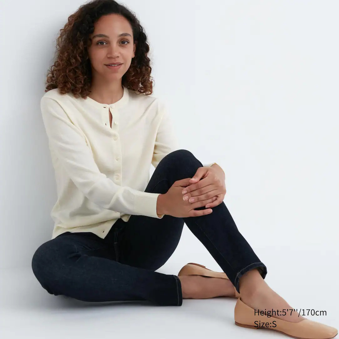 100% Extra Fine Merino Crew Neck Cardigan | UNIQLO (UK)