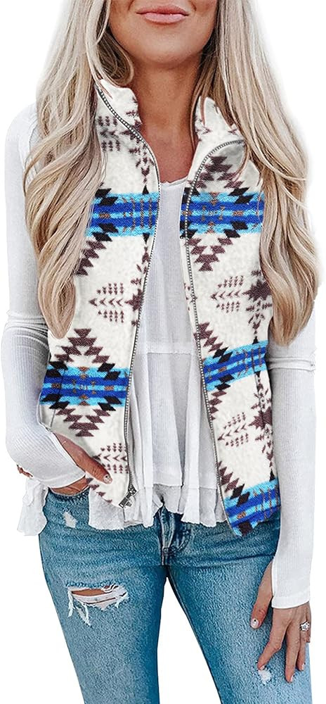 LOMON Womens Fuzzy Sherpa Fleece Jacket Lightweight Vest Cozy Sleeveless Cardigan Zipper Waistcoa... | Amazon (US)