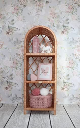 CACKOO Handmade Wicker Bookshelf Cabinet 3-Shelf Bookcase for Nursery Kids Room Play Room Organiz... | Amazon (US)
