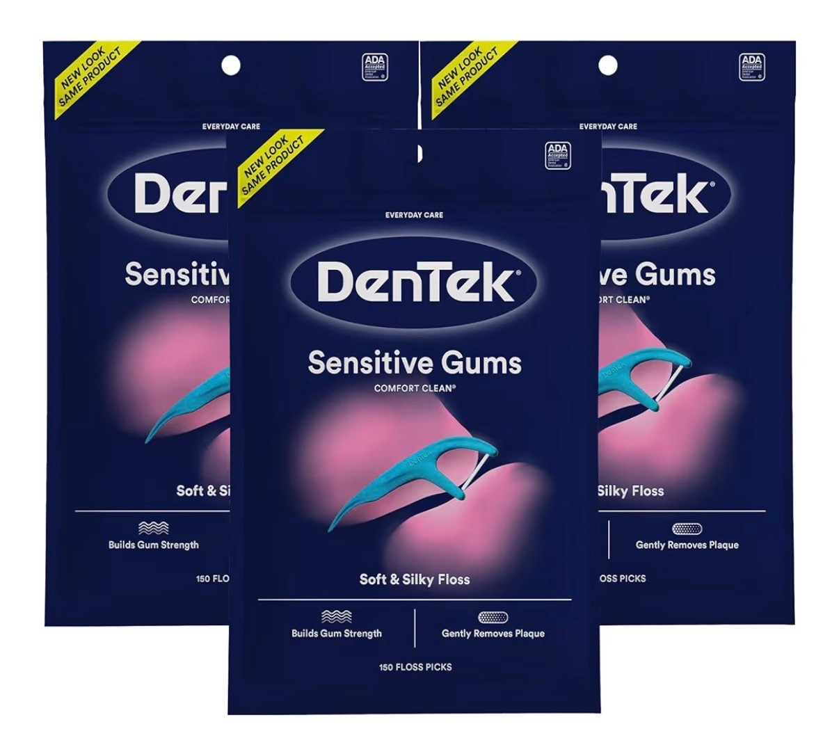DenTek Comfort Clean Sensitive Gums Floss Picks, Soft & Silky Ribbon, 150 Count, 3 Pack

#LTKselfcare
