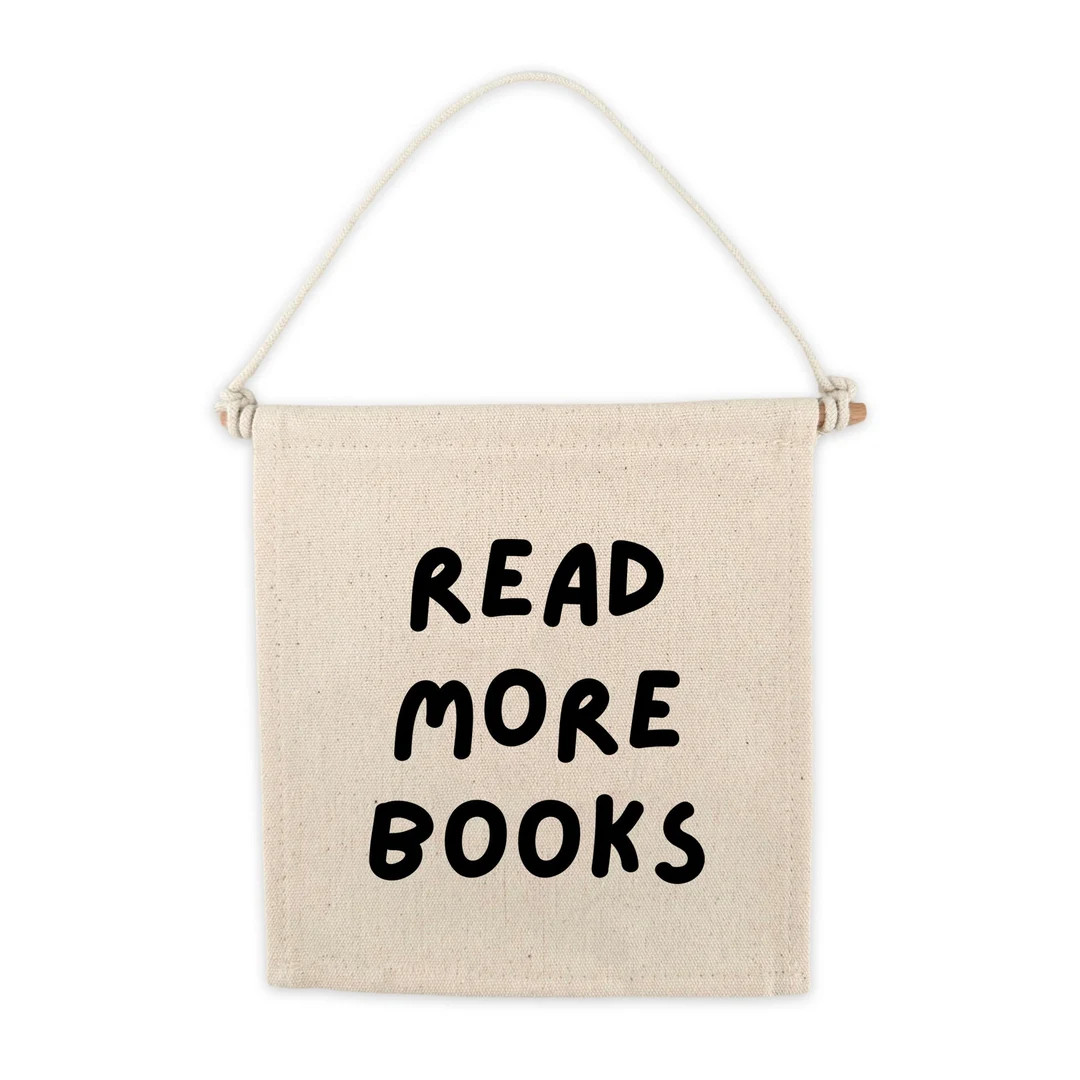 Read More Books Canvas Hang Sign Pennant Canvas Banner Wall Hanging Canvas Flag Kids Book Club Re... | Etsy (US)