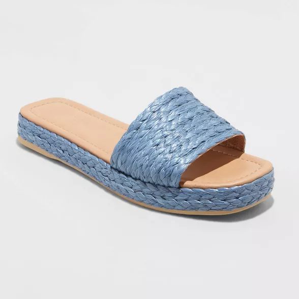 Women's Mardi Raffia Platform Slide Sandals - Universal Thread™ | Target