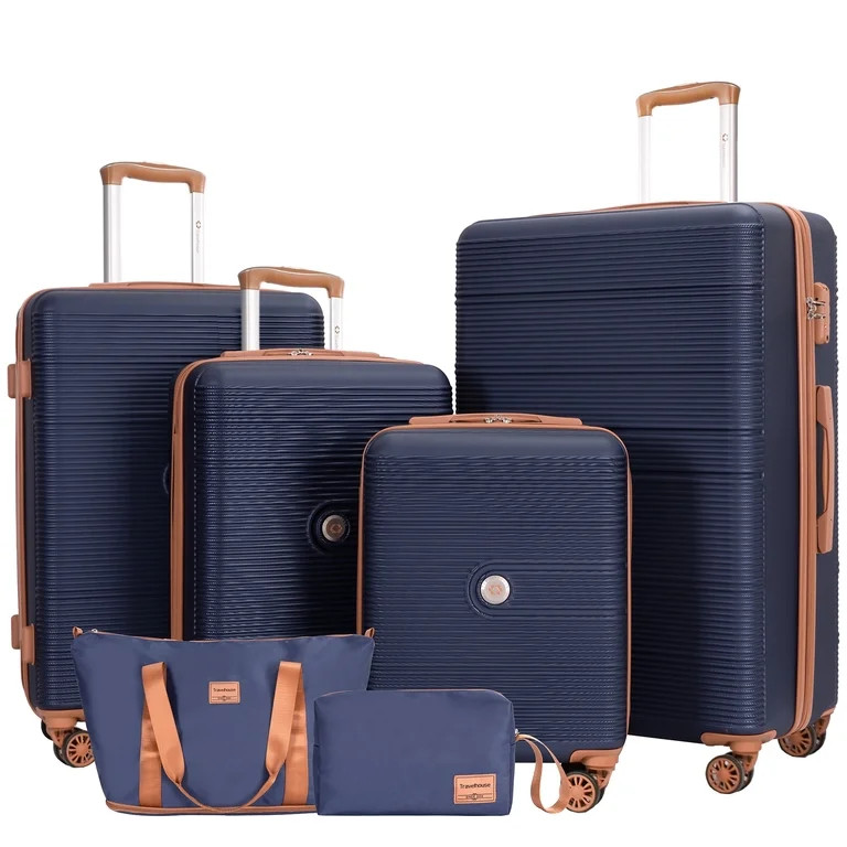 Travelhouse 6 Piece Hardshell Luggage Set Hardside Lightweight Suitcase with TSA Lock Spinner Whe... | Walmart (US)