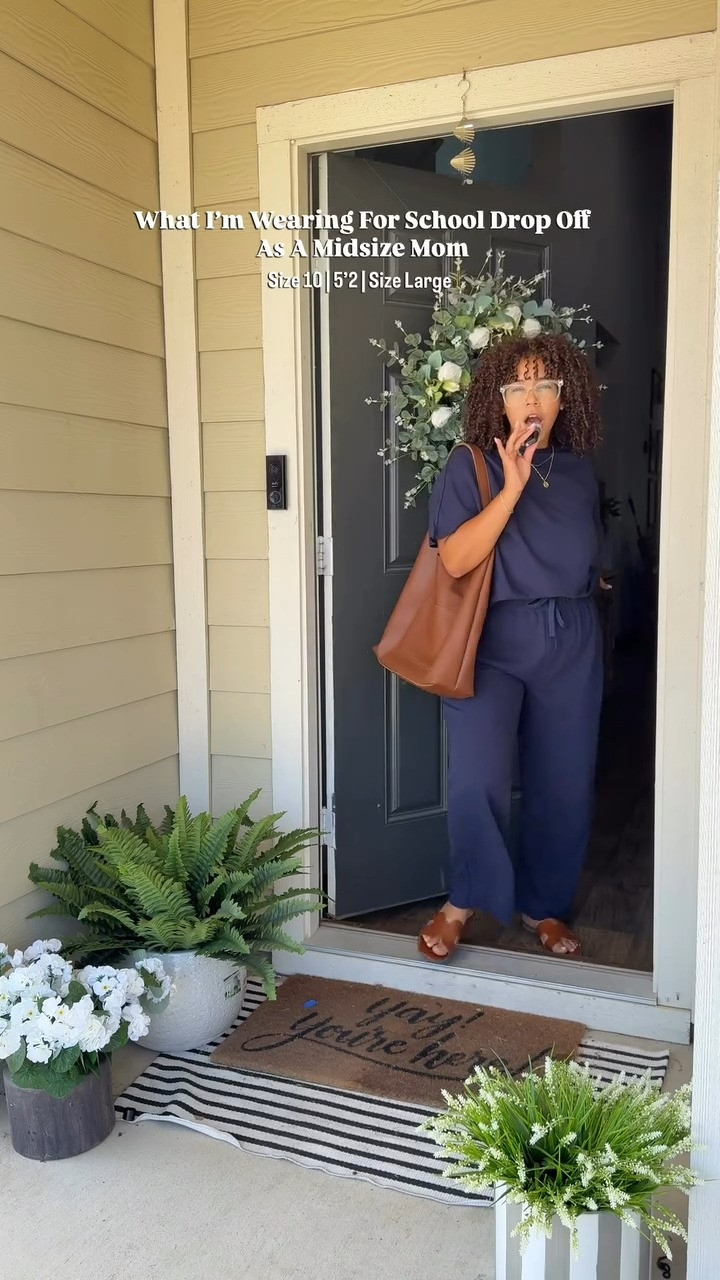 What I’m wearing for school drop-off as a midsize mom  I’m wearing a size Large, and I’m 5’2” for height reference. It’s over 20% off right now, and y’all know I love a good look for less! #LTKLoungwear #LTKLoungeSet
 

 #LTKootd #LTKSaleAlert #LTKMidsize
