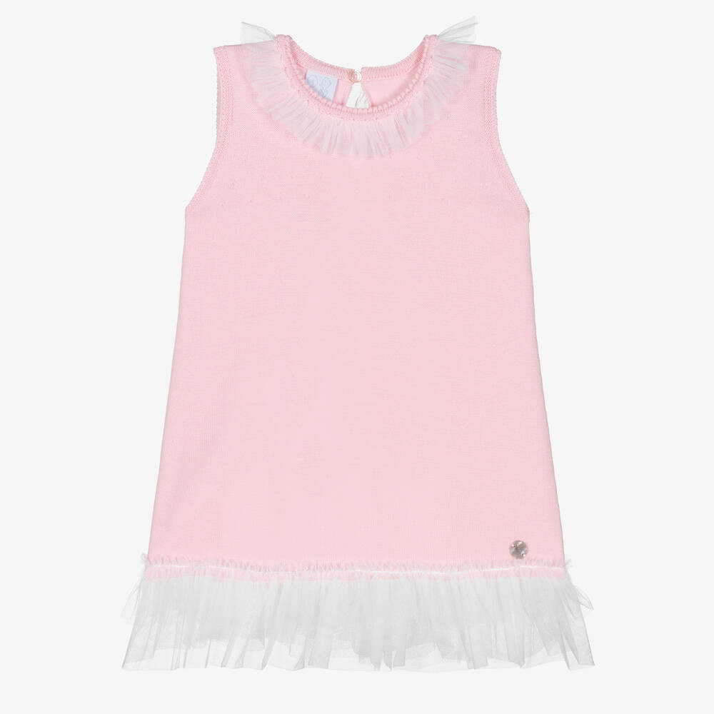 Girls Pink Knitted Dress | Childrensalon