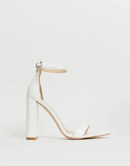 Public Desire Miao white patent block heeled sandals | ASOS US