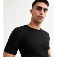 Men's Black Muscle Fit Ribbed Jersey T-Shirt New Look | New Look (UK)