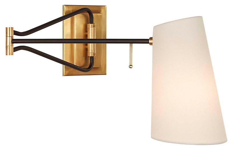 Keil Swing-Arm Sconce, Antiqued Brass/Black | One Kings Lane