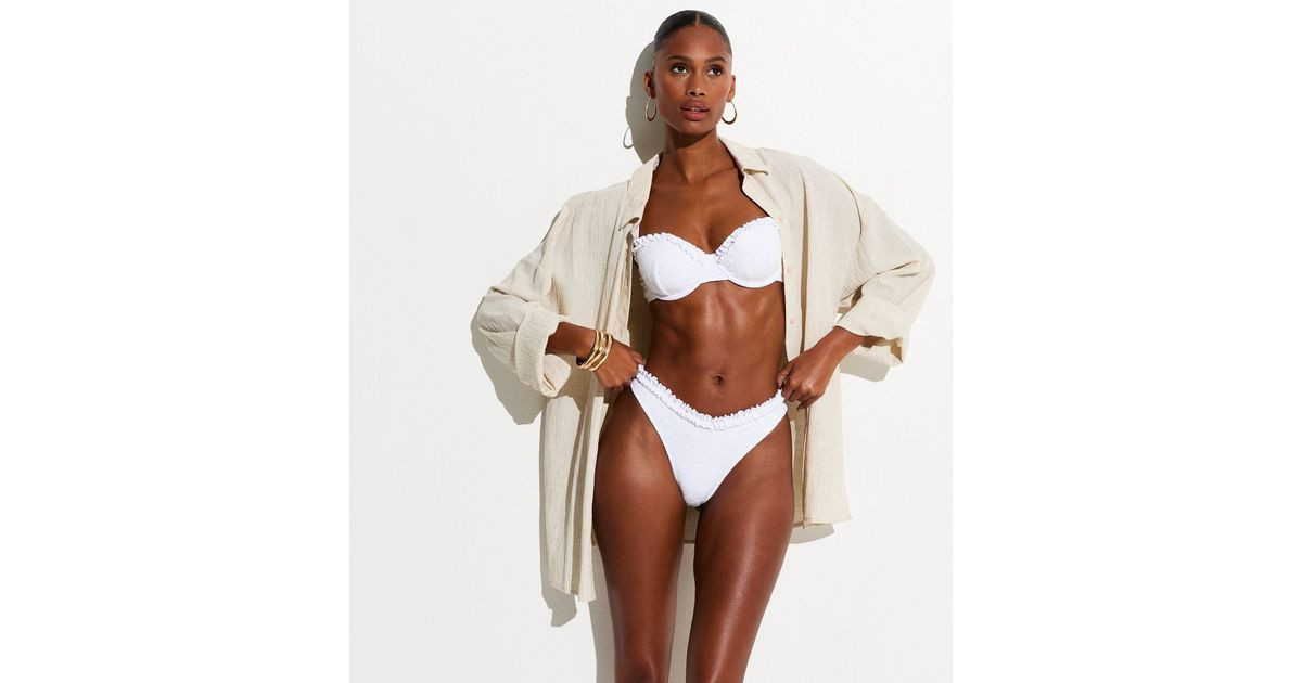 White Broderie Voop Bikini Bottoms | New Look | New Look (UK)