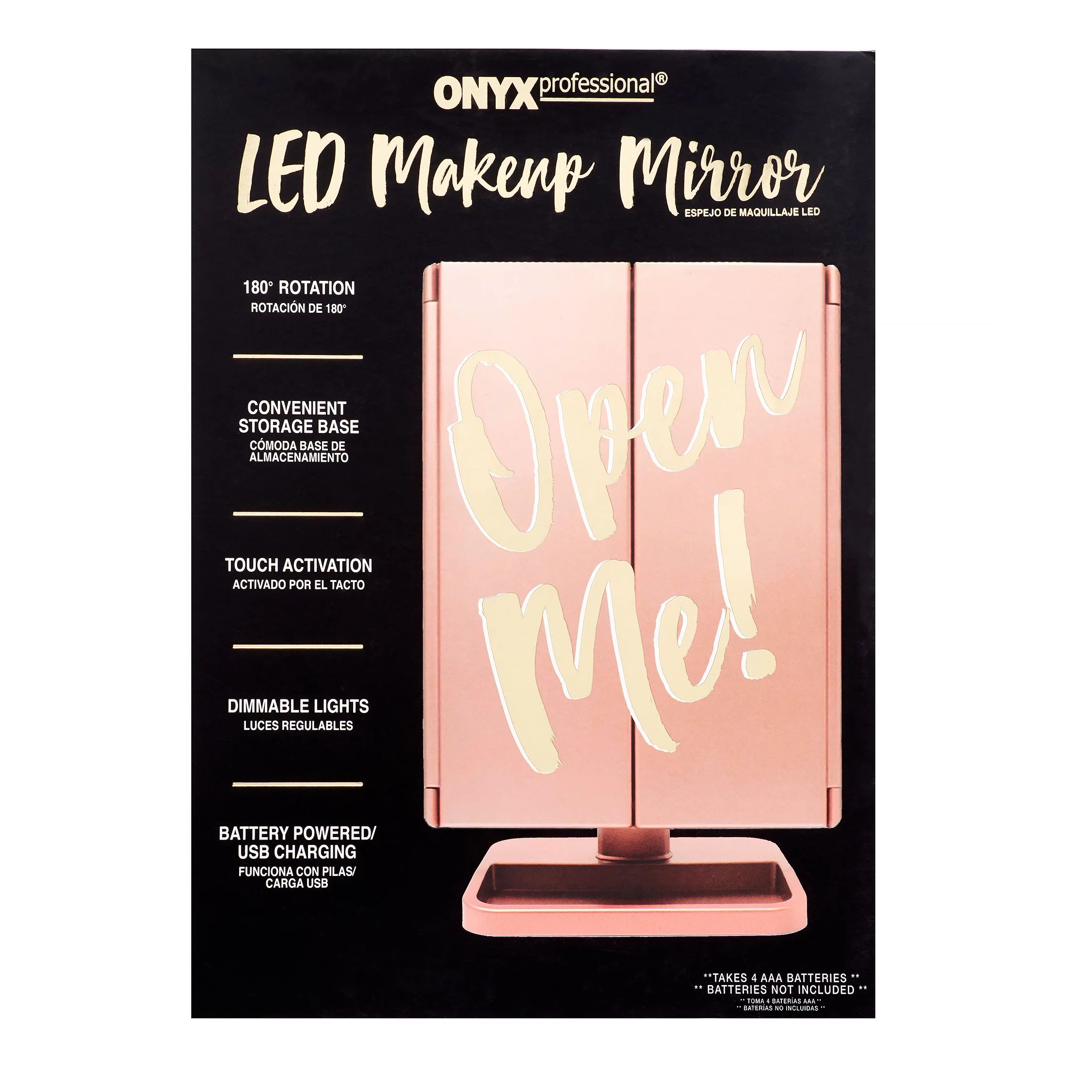 Onyx Professional LED Mirror with In-Base Storage and Magnifying Mirror - Pink - Walmart.com | Walmart (US)