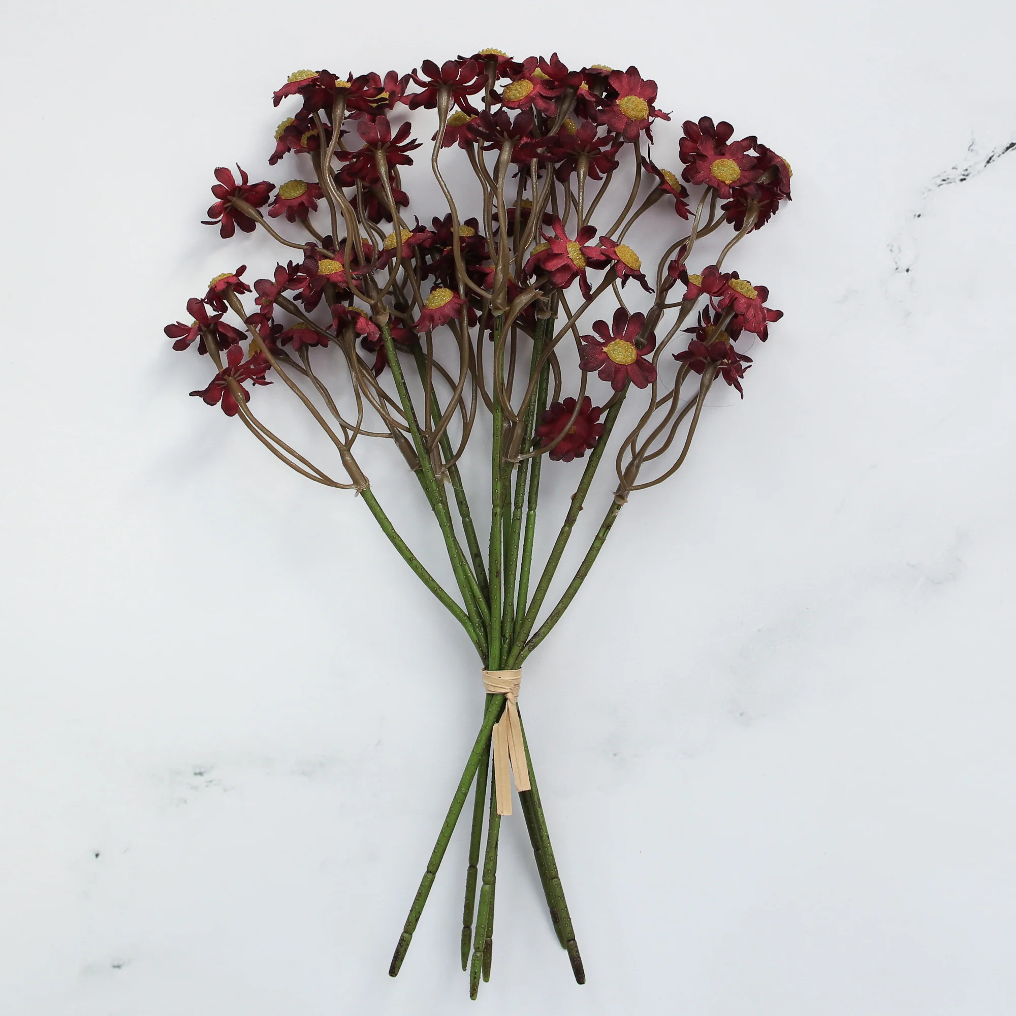 Vibrant 10" Burgundy Chamomile Flower Bundle | Interior Delights