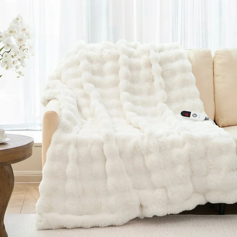 MARNUR Electric Throw Blanket 50"x60", Faux Fur Heated Throw, 6 Heating Levels, 4 Hours Timer - W... | Walmart (US)