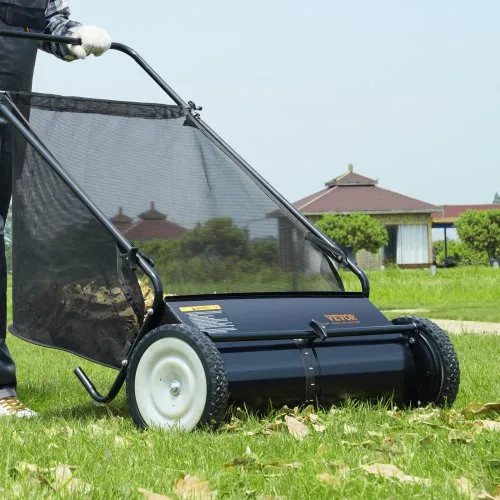 VEVOR Push Leaf Sweeper – 26in Width, 7 cu. Ft. Hopper Bag | Vevor US