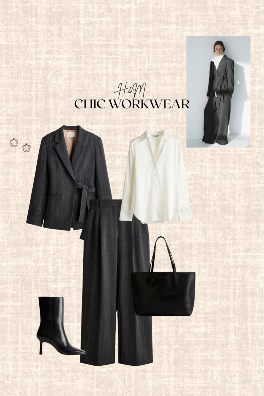 H&M Workwear! 

Blazer, pants, shirt, boots, earrings, tote bag

#LTKootd #LTKWorkwear #LTKFindsUnder100