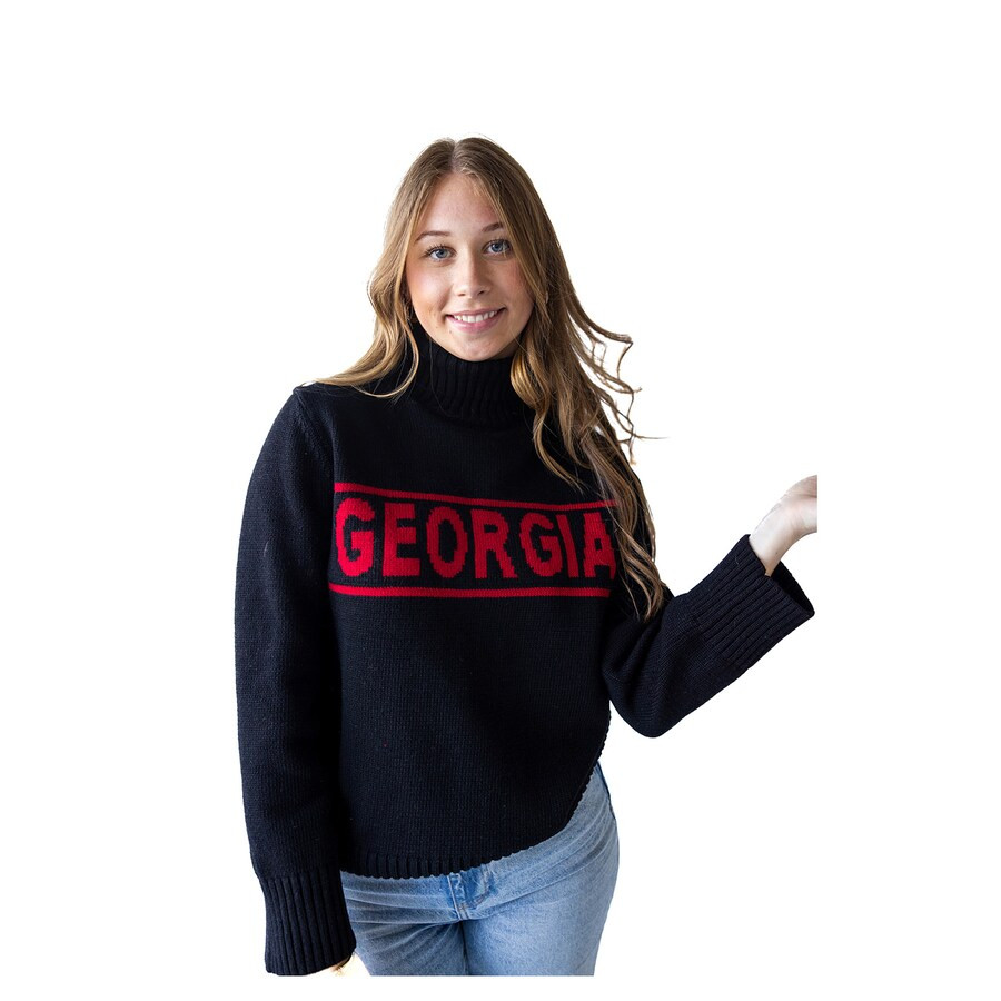 Georgia Bulldogs Gameday Social Women's Chenille Turtleneck Sweater - Black | Fanatics