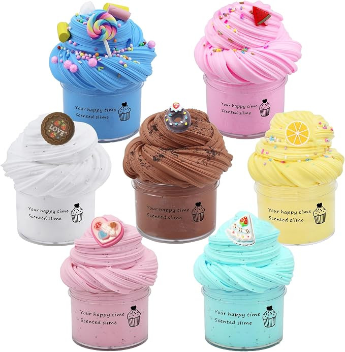 ZONEWAY 7 Pack Cake Butter Slime Kits, Soft and Non-Sticky Slime Kit Party Favors for Girls and B... | Amazon (US)