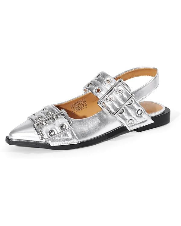 DREAM PAIRS Women's Slingback Ballet Flats, Pointed Toe Buckle Comfortable Dress Slip-on Flat Sho... | Amazon (US)