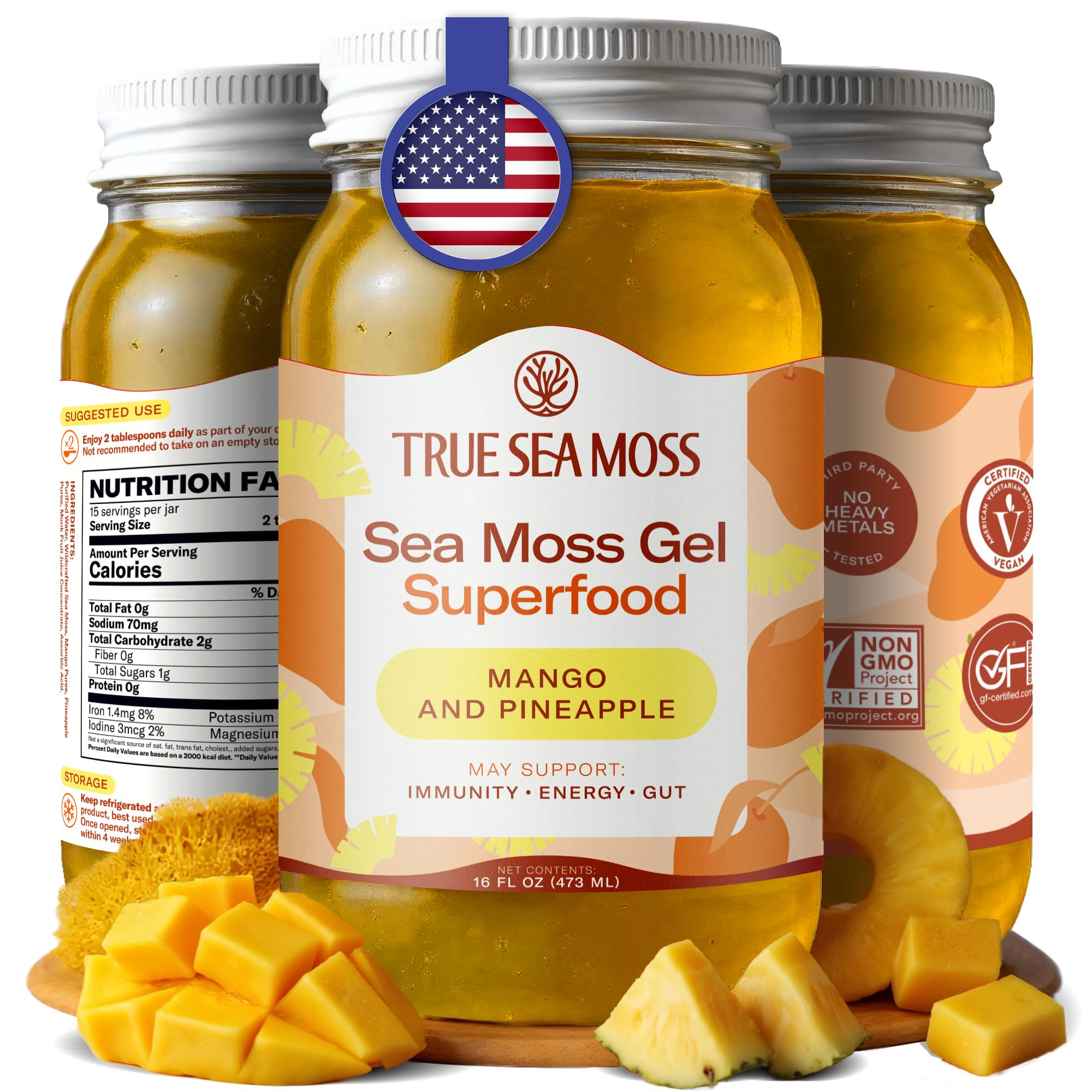 TrueSeaMoss Sea Moss Gel – Made in USA – Wildcrafted Seamoss, Fresh Fruits & Sea Vegetables ... | Amazon (US)