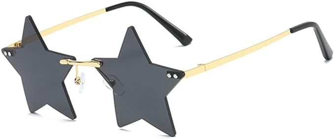 Rimless Star Shape Sunglasses for Women Men Party Streetwear Glasses Trendy Transparent Pentagram... | Amazon (US)