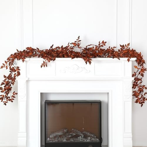 3 Pack Fall Garland for Mantle 6ft Plum Artificial Cimicifuga Ramosa Plant Leaves Garland Autumn ... | Amazon (US)