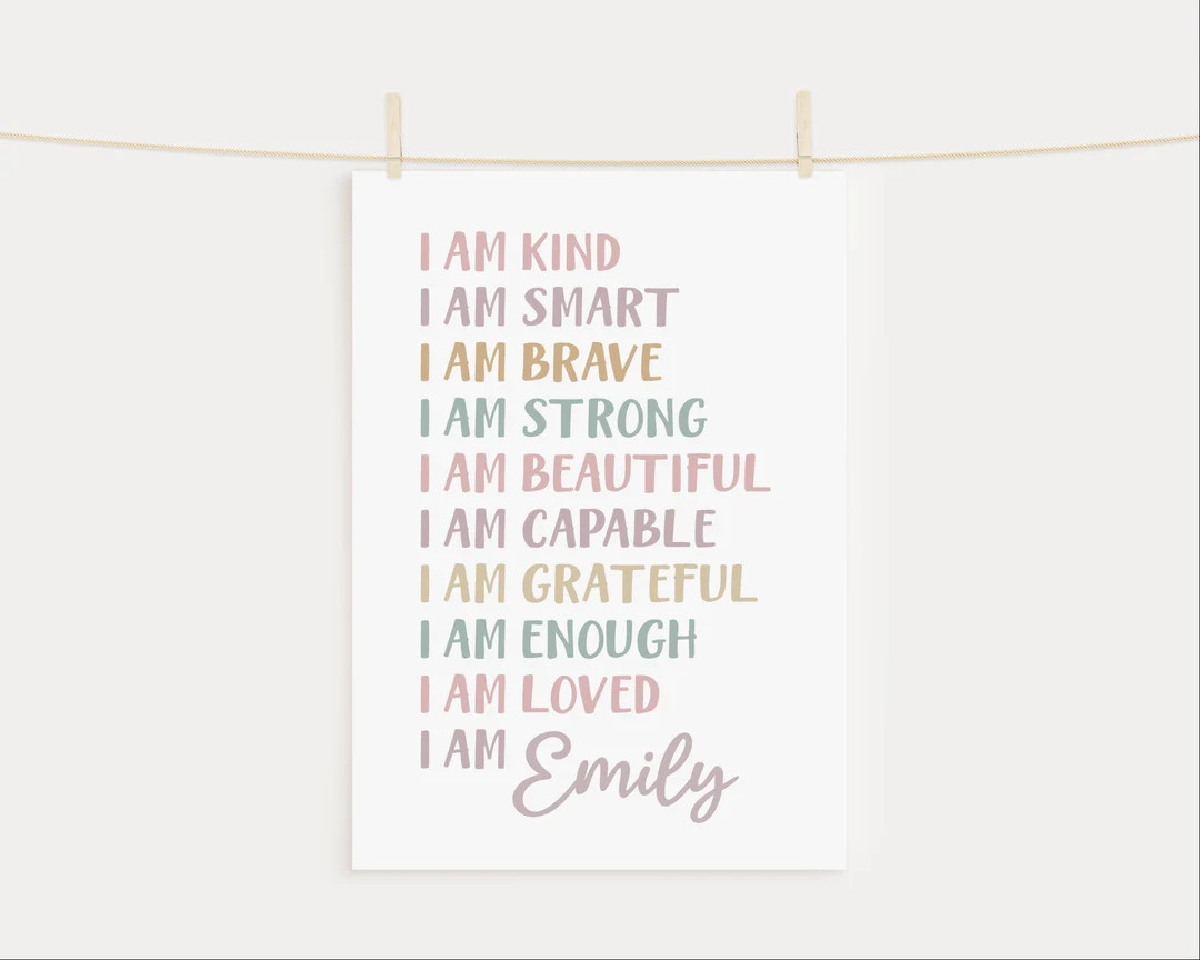 Personalized Affirmations for Kids Print Kids Room Nursery - Etsy | Etsy (US)
