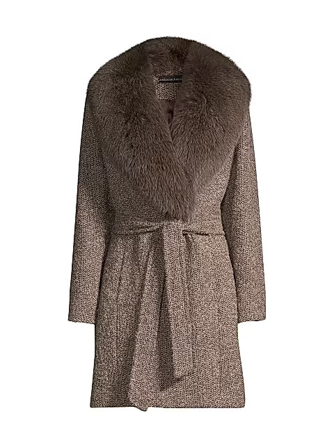 Fur Collar Belted Jacket | Saks Fifth Avenue