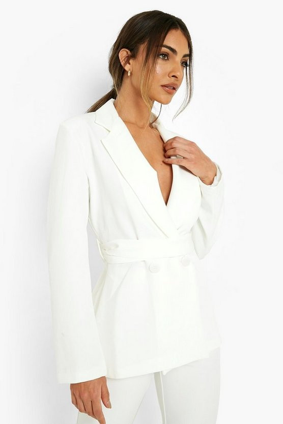 Tie Waist Fitted Tailored Blazer | Boohoo.com (US & CA)