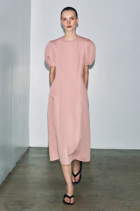 ZW COLLECTION LINEN BLEND MIDI DRESS | Zara US