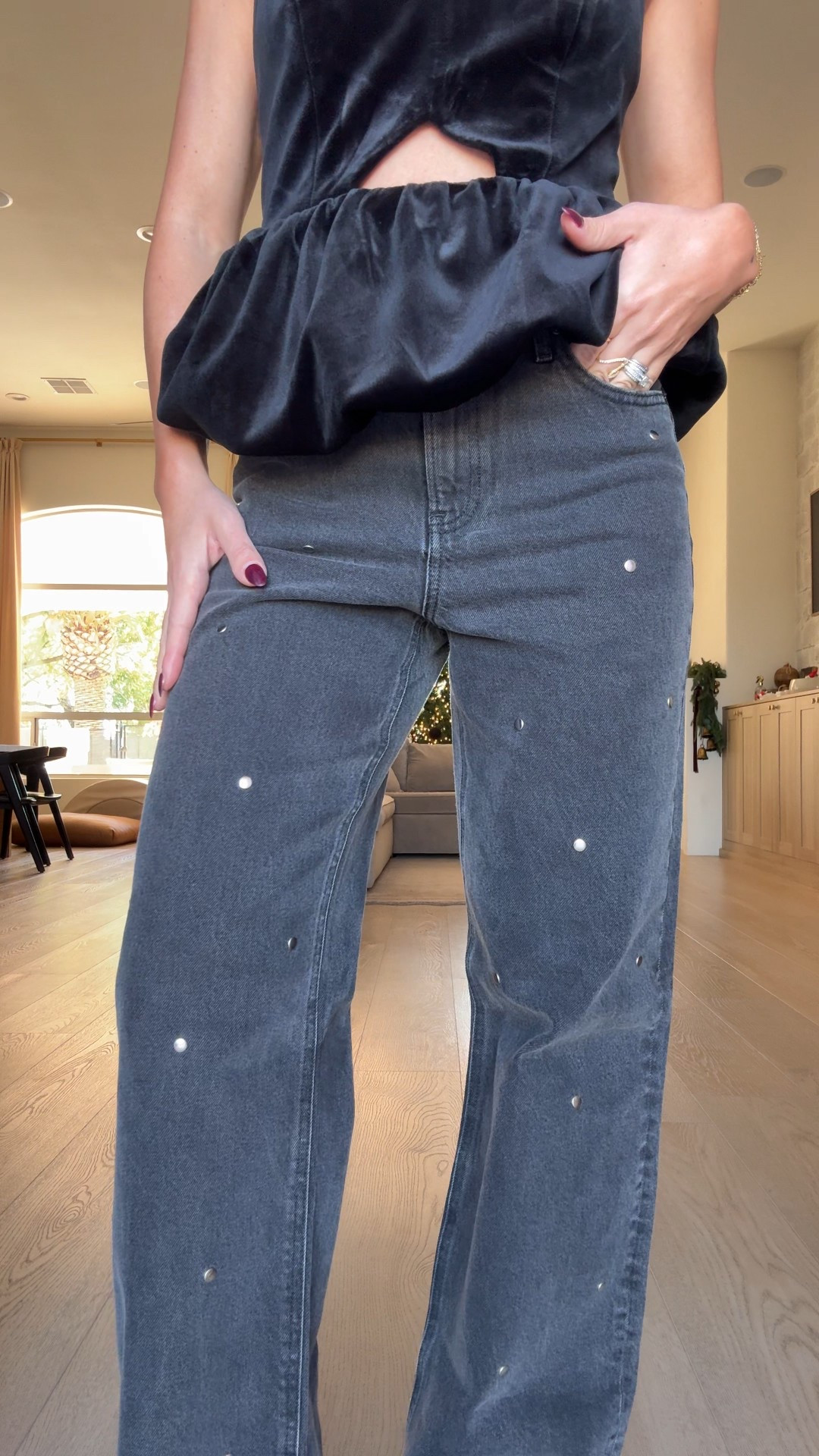 Express studded jeans size 25 // perfect for new years styling! 
Velvet top size small

Outfit idea 
Festive outfit 


#LTKgrwm #LTKHoliday #LTKootd