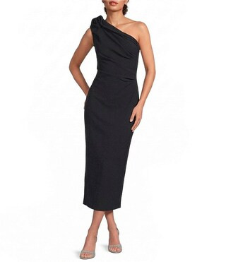 Muse by Marchesa Tulip One Shoulder Stretch Crepe Column Midi Dress | Dillard's | Dillard's