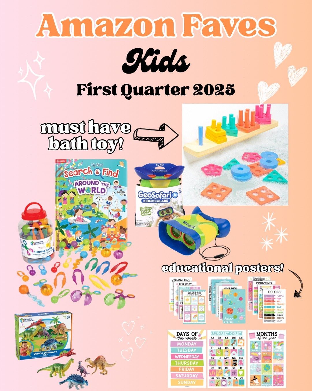 Amazon Faves: Q1 2025 Edition
I’ll be sharing my must-haves that made life easier, cleaner, and just better these past few months.

Whether you’re resetting your space, chasing goals, or raising littles, I’ve got you. Be sure you’re following so you don’t miss any of my posts!

Today, I’m sharing my favorite children’s items. These Amazon finds are actually used daily by my toddlers and they’re educational and fun:

🛁 Colorful bath toy that teaches shapes and stacking (my must-have!)
📕 Search & Find book that we bring to appointments, restaurants—you name it
👀 Kid-safe binoculars that made our park walks feel like mini adventures
✂️ Motor skill tools that are Montessori-inspired and great for learning play
🦕 Dino set that gets pulled out for imaginary play every single day
👩‍🏫 Bright posters that are beautiful and actually useful (shapes, days, months, alphabet, planets)

Tap to shop your faves or save this post for your next Amazon haul! 


#LTKKids #LTKGiftGuide #LTKFamily