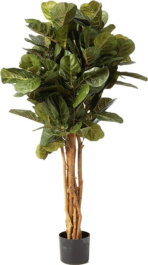 Nearly Natural 4’ Fiddle Leaf Fig Artificial Trees, 48in, Green | Amazon (US)