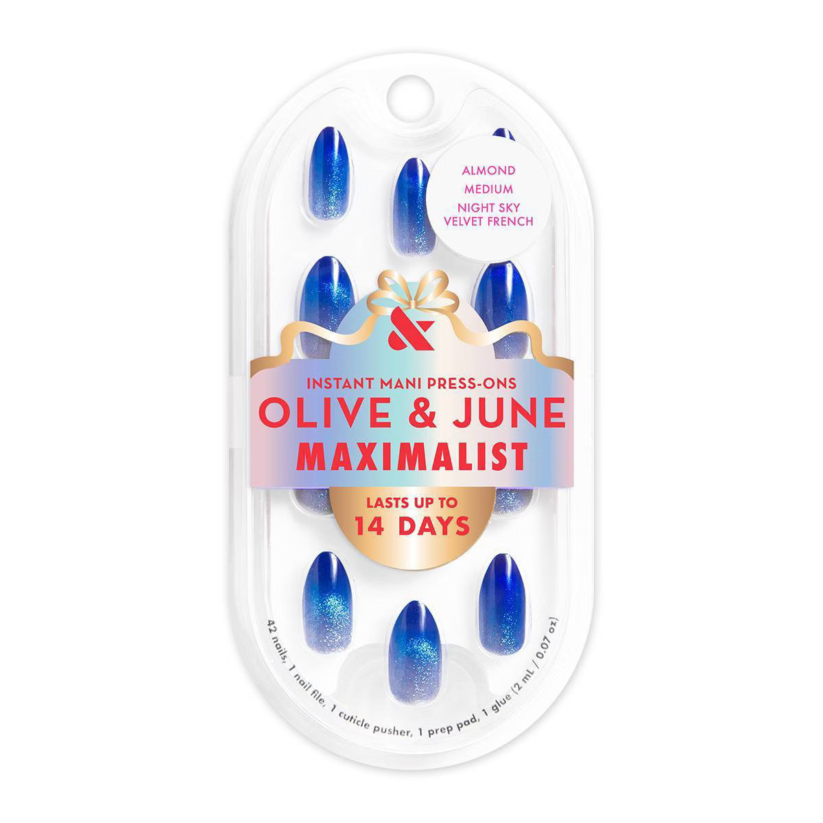 Olive & June Press-On Fake Nails - Maximalist - M Almond - Night Sky Velvet French - 42ct | Target