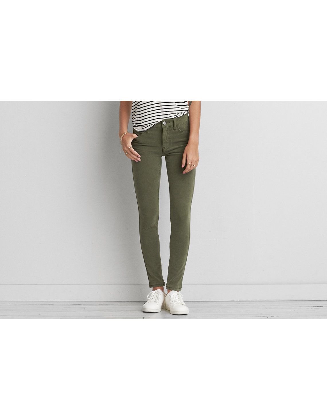 AEO Denim X4 Jegging, Olive | American Eagle Outfitters (US & CA)